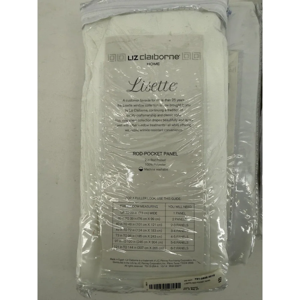 Lot of 3 Liz Claiborne‎ Lisette Sheer Curtain Panels 60x84 Cool White Rod Pocket - Picture 2 of 3